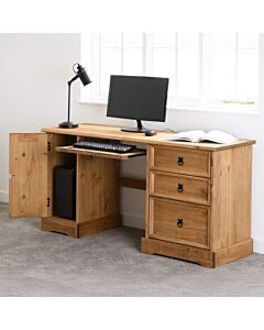 Corona Computer Desk - Distressed Waxed Pine