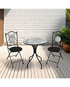 Ferne Patio Dining Set - Black/Grey Leaf