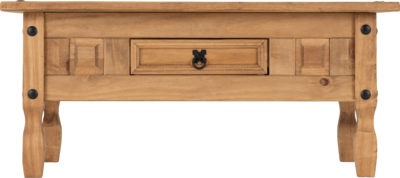 Corona 1 Drawer Coffee Table
Distressed Waxed Pine