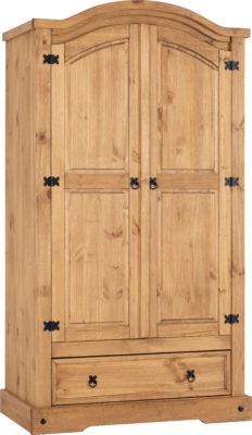 Corona 2 Door 1 Drawer Wardrobe
Distressed Waxed Pine
