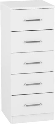 Dakota 5 Drawer Narrow Chest
White