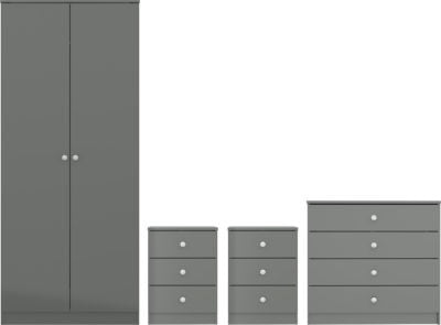 Denver 2 Door Wardrobe Bedroom Set
Grey Gloss