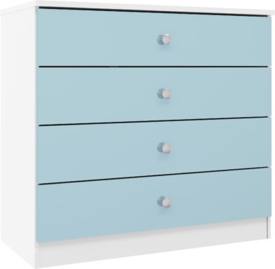 Denver 4 Drawer Chest
White/Blue Gloss