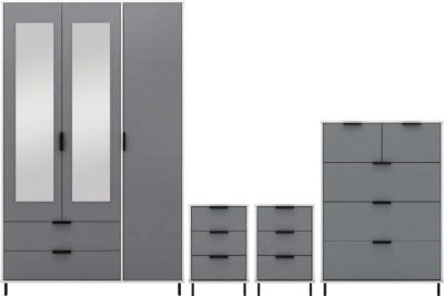 Madrid 3 Door Wardrobe Bedroom Set
Grey/White Gloss