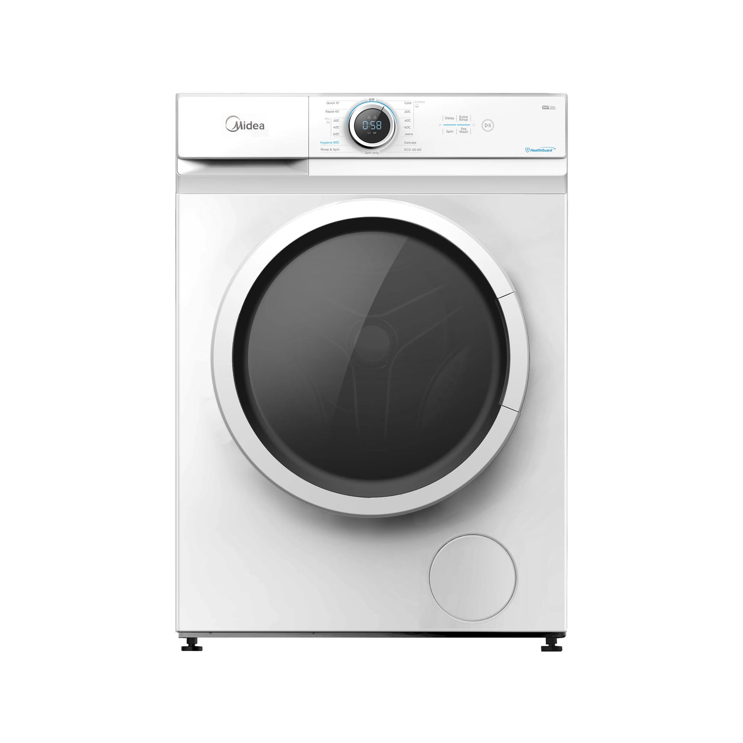 Midea MF100W60 Freestanding Washing Machine, Lunar Dial and LED Display, 6 kg Load, White [Energy Class D ]
