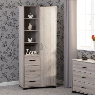 Oliver 1 Door 3 Drawer Open Shelf Wardrobe
Light Oak Effect