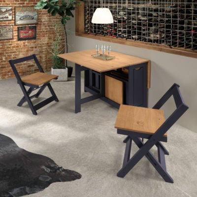 Santos Butterfly Dining Set
Navy Blue/Distressed Waxed Pine