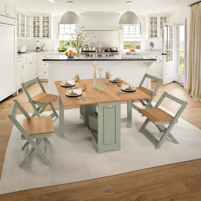 Santos Butterfly Dining Set
Green/Distressed Waxed Pine