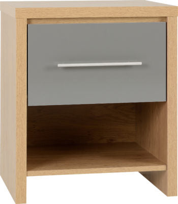 Seville 1 Drawer Bedside
Grey High Gloss/Light Oak Effect Veneer