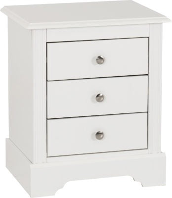 Stratford 3 Drawer Bedside
White