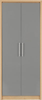 Seville 2 Door Wardrobe
Grey High Gloss/Light Oak Effect Veneer