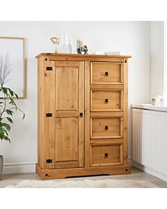 Corona 1 Door 4 Drawer Low Wardrobe