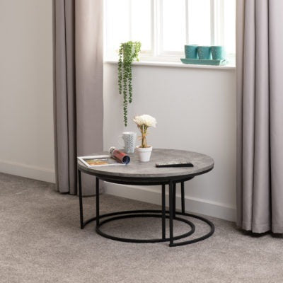 Athens Round Coffee Table Set
Concrete Effect/Black