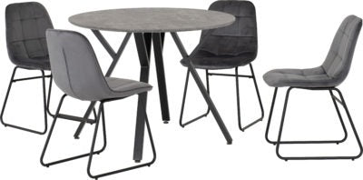 Athens Round Dining Set with Lukas Chairs
Concrete Effect/Black/Grey Velvet