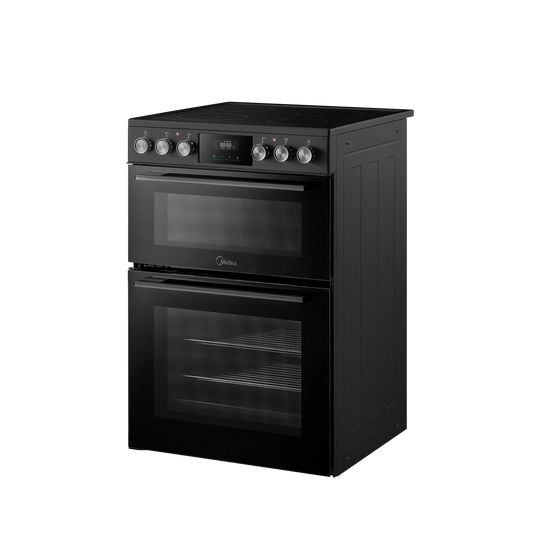 Midea MFO24EME4R118-BK 60cm Double Oven FS Cooker with Ceramic Hob AA Rated in Black