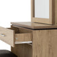 Charles 1 Drawer Dressing Table Set
Oak Effect Veneer with Walnut Trim/Brown Faux Leather