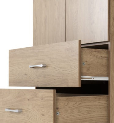 Charles 2 Door 2 Drawer Wardrobe
Oak Effect Veneer with Walnut Trim