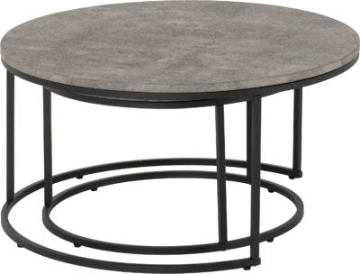Athens Round Coffee Table Set
Concrete Effect/Black
