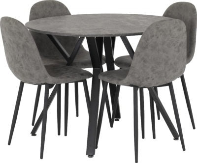 Athens Round Dining Set
Concrete Effect/Black/Grey Faux Leather