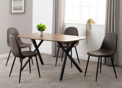 Athens Rectangular Dining Set
Medium Oak Effect/Black/Brown Faux Leather