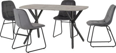 Athens Rectangular Dining Set with Lukas Chairs
Concrete Effect/Black/Grey Velvet