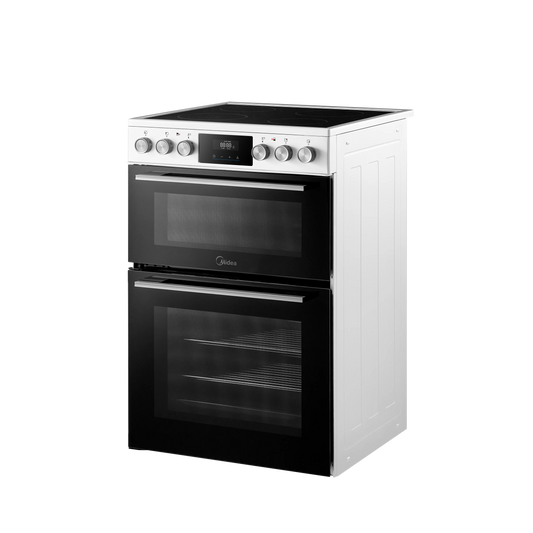 Midea MFO24EME4R118-WH 60cm Double Oven FS Cooker with Ceramic Hob AA Rated in White