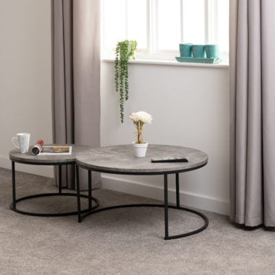 Athens Round Coffee Table Set
Concrete Effect/Black