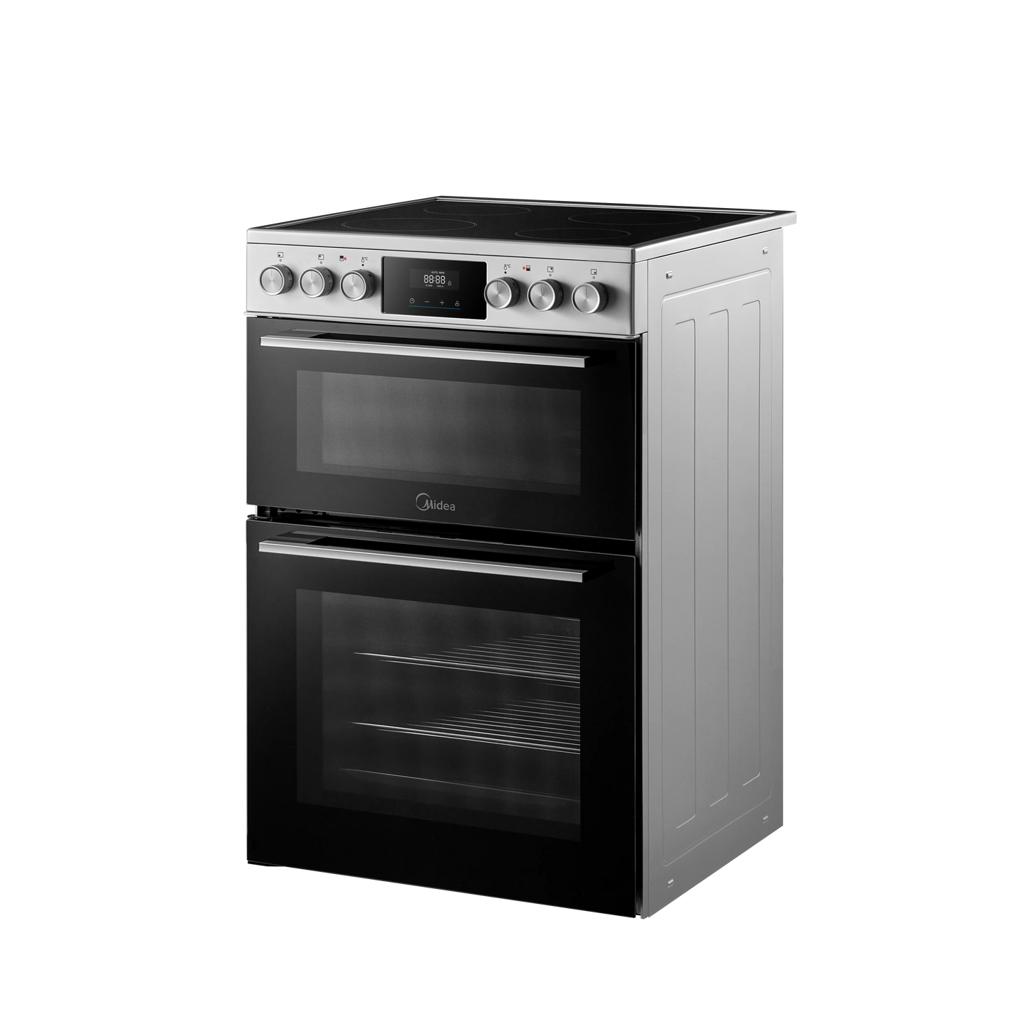 Midea MFO24EME4R118-SS 60cm Double Oven FS Cooker with Ceramic Hob AA Rated in Stainless Steel