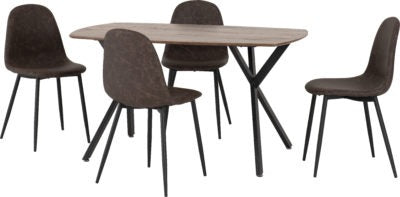 Athens Rectangular Dining Set
Medium Oak Effect/Black/Brown Faux Leather