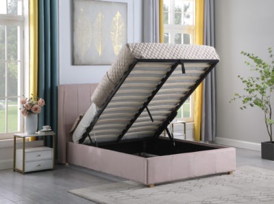 Amelia Plus 4'6" Storage Bed
Pink Velvet Fabric