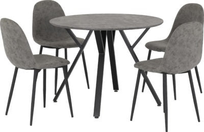 Athens Round Dining Set
Concrete Effect/Black/Grey Faux Leather