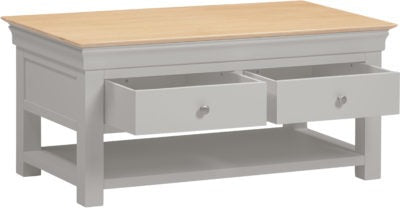 Bordeaux 2 Drawer Coffee Table
Pebble Grey/Oak