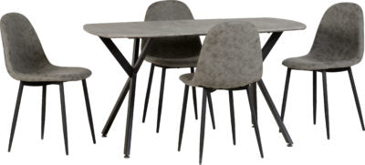 Athens Rectangular Dining Set
Concrete Effect/Black/Grey Faux Leather