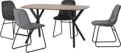 Athens Rectangular Dining Set with Lukas Chairs
Medium Oak Effect/Black/Grey Velvet